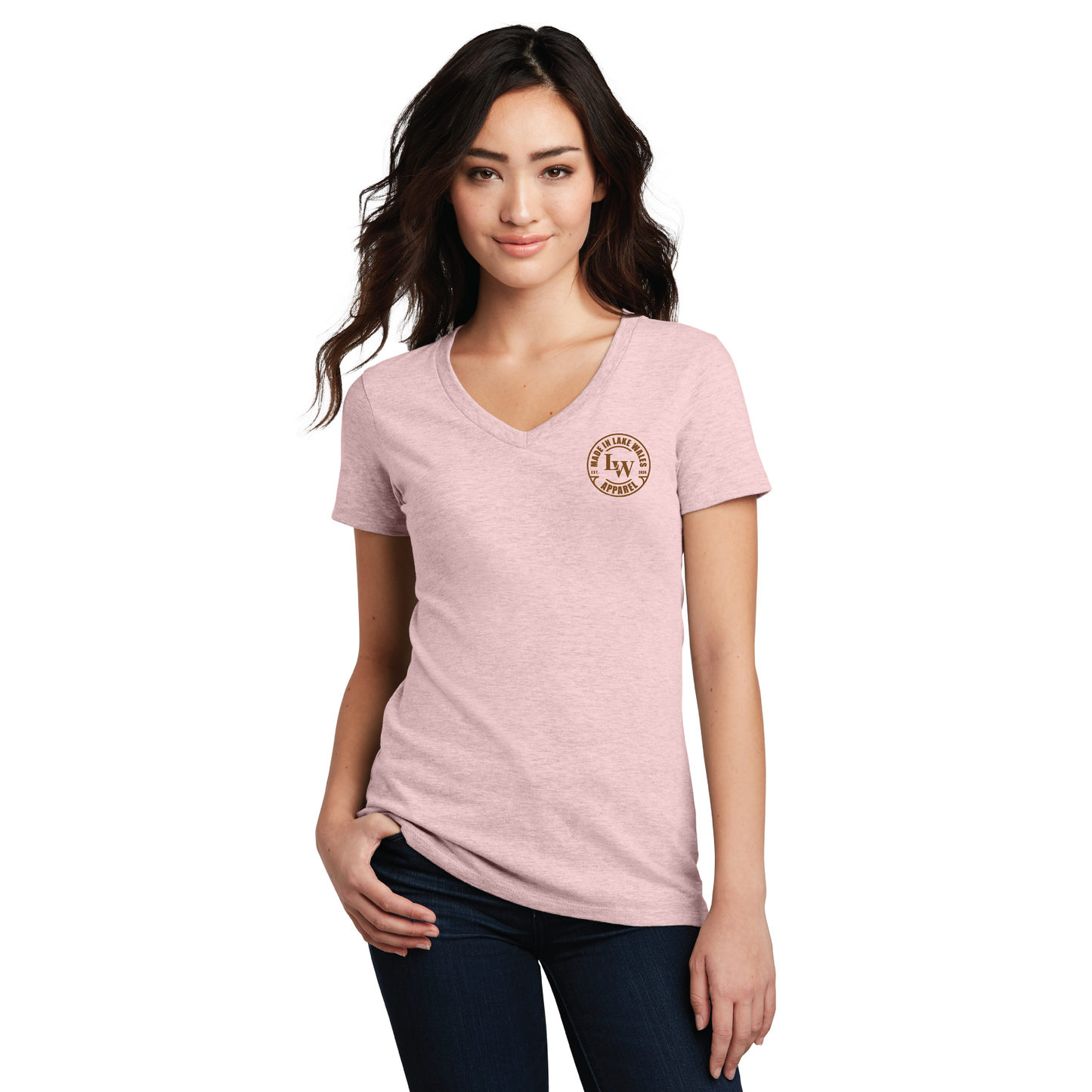 District Women's Short Sleeve V-Neck Heathered Lavender T-shirt