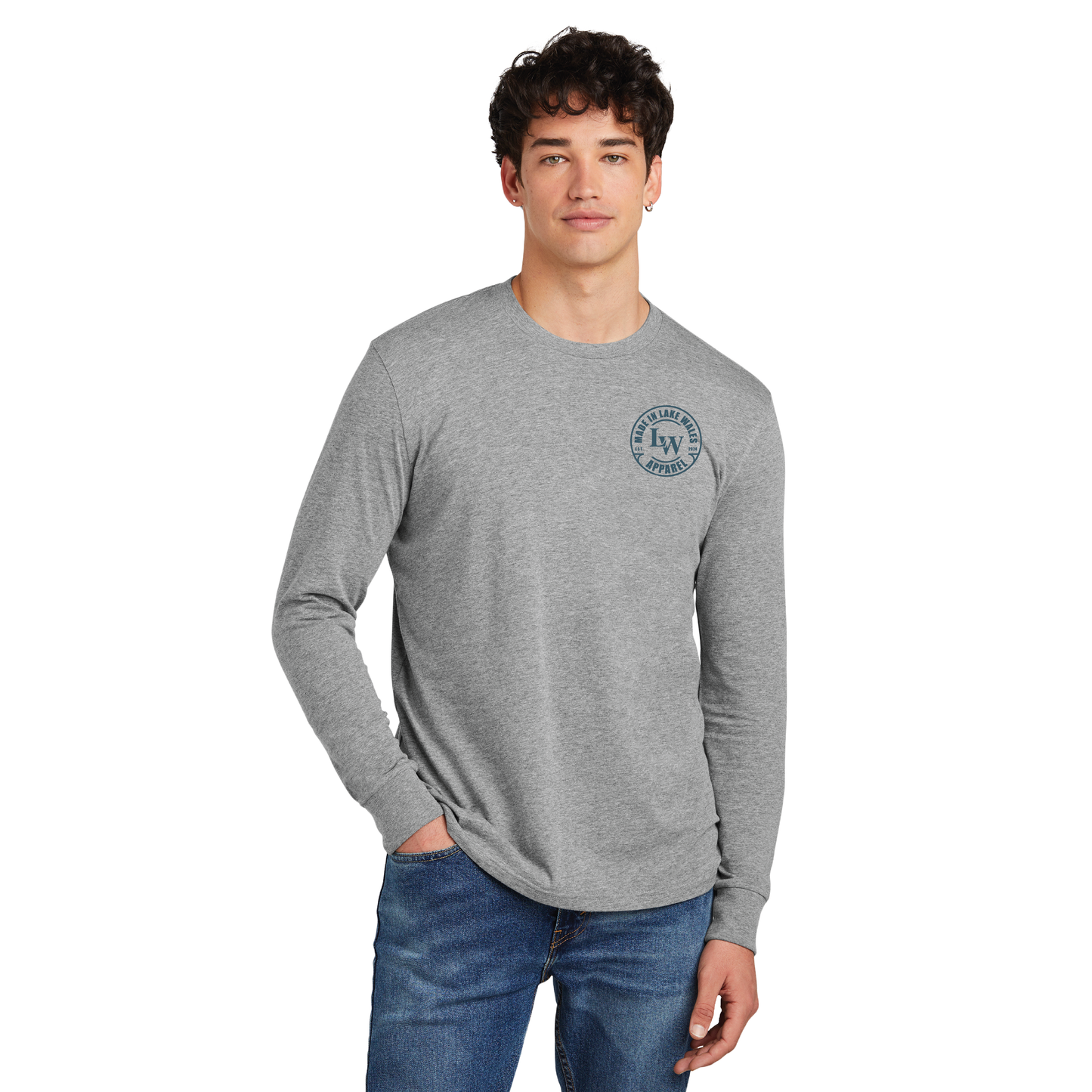 District Men's Long Sleeve Heathered Grey T-shirt