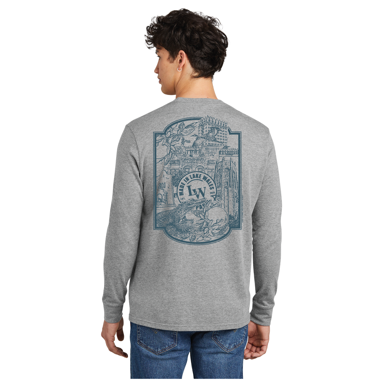 District Men's Long Sleeve Heathered Grey T-shirt