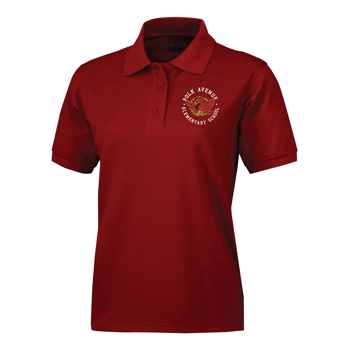 Adult Women Red BAW Dri-Fit Polo Embroidered Logo
